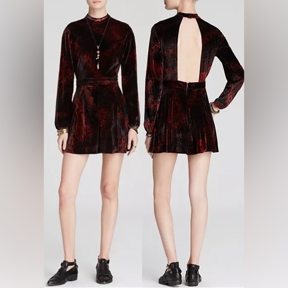 Free People Red and Black Velvet Dress - Picture 5 of 5